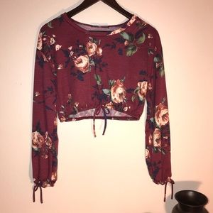 Floral long sleeve crop top